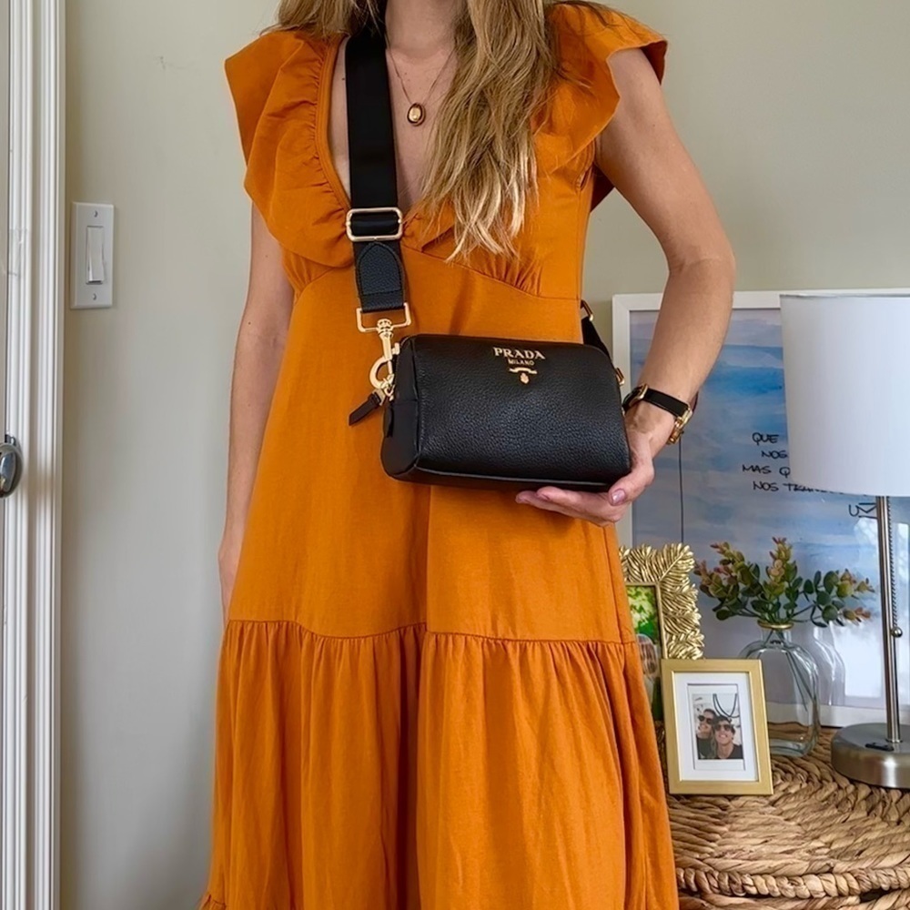 NEW FARM Rio authentic dress cotton caramel brown small NWT - Picture 5 of 7